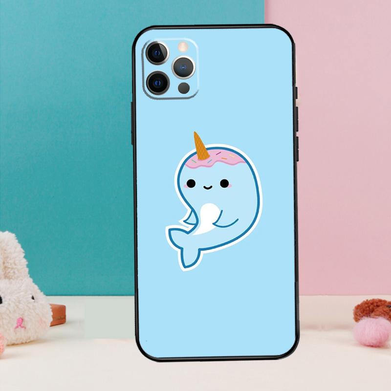 Cute Sea Narwhal Quotes Phone Case For iPhone 17 Air 16 15 14 13 12 11 Pro Max 12 13 Mini 15 16 Plus 16e Cover Coque