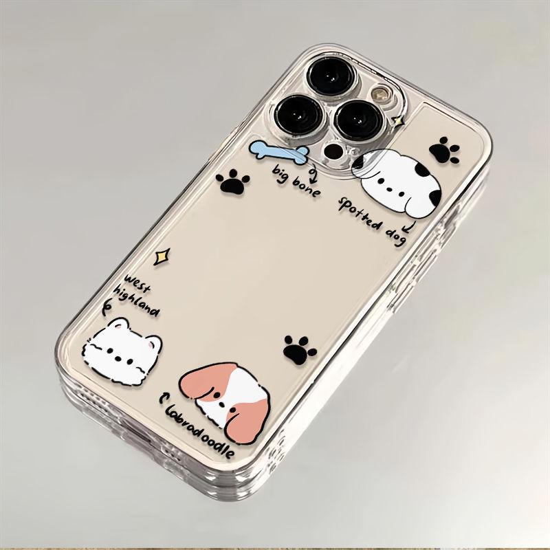 Line Bones Cartoon Hund Hülle - Transparent für Apple 13 Pro/XS/14/15/16/17 Pro Max