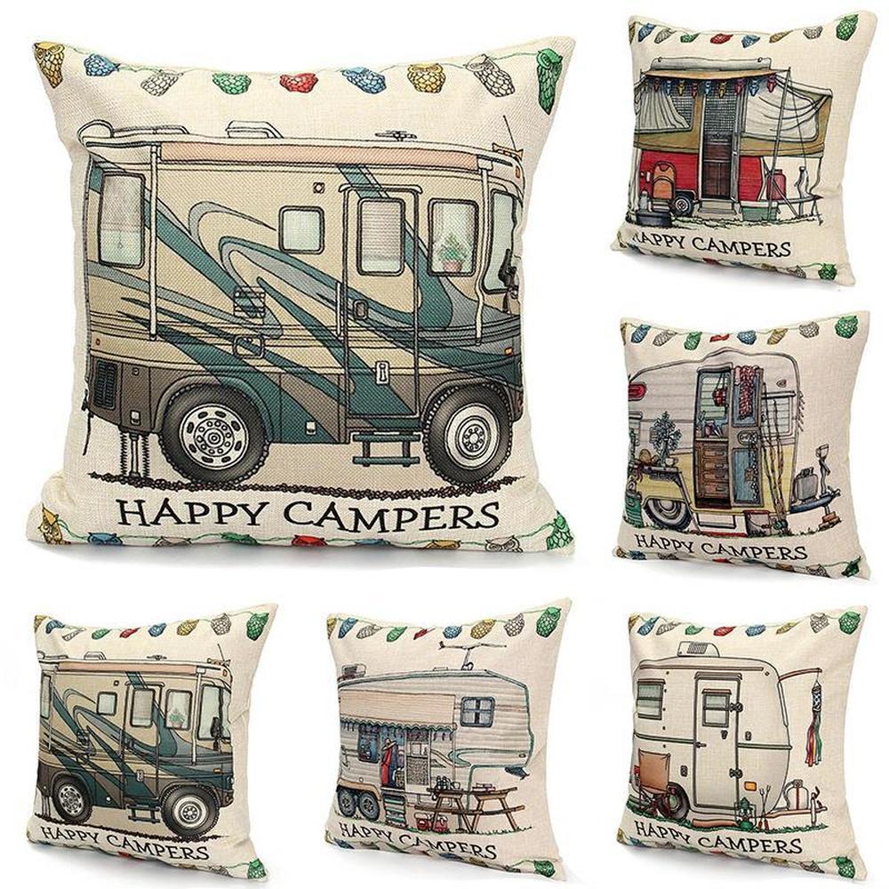 Potahy na polštář Happy Campers Pouzdro na polštář Camper Povlak na polštář do auta