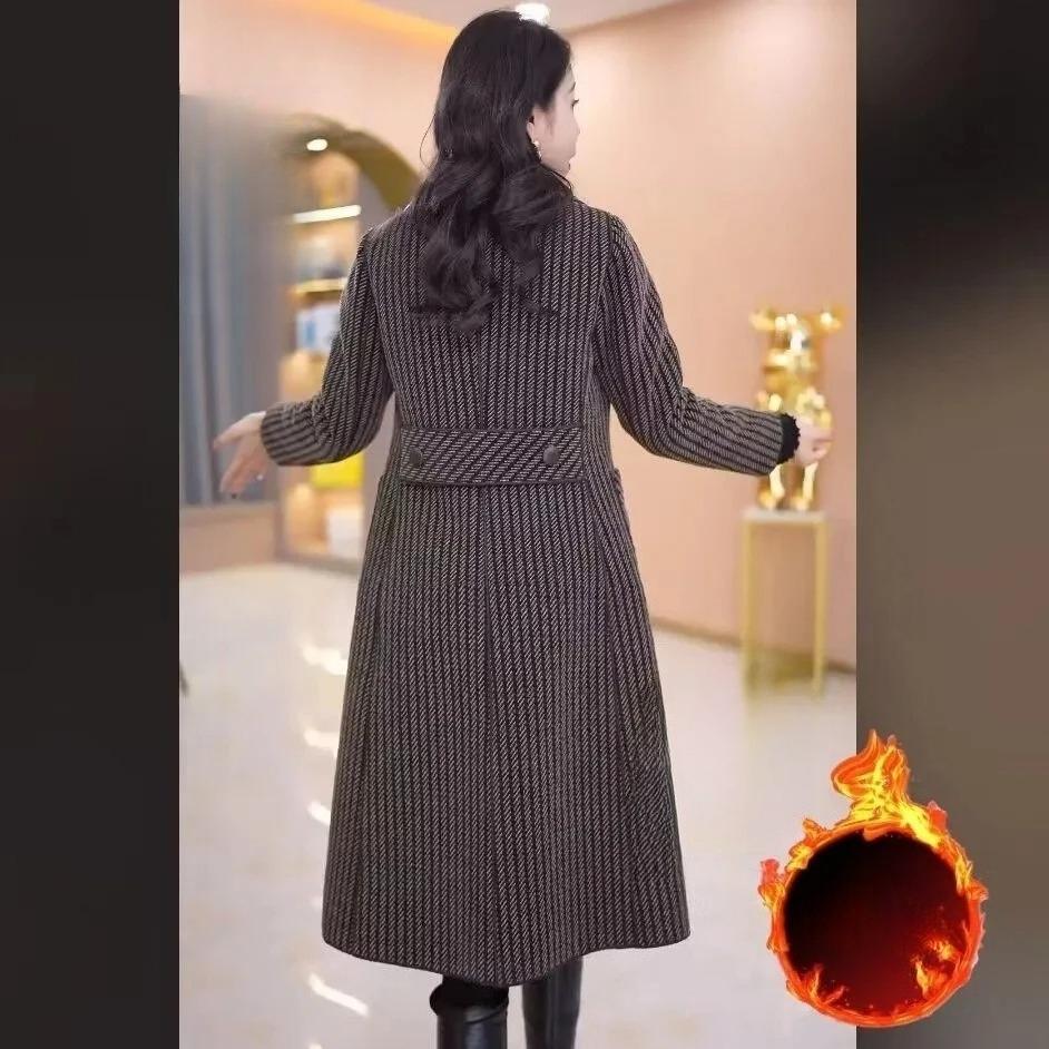 Two Sides Wear Mom's Snow Fleece Woolen Coat Autumn Winter New Warm Velvet Long Thicken Windbreaker Women Wool Jacket Overcoat