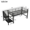 90 x 200 Halbhochbett mit Stauraumtreppe, Schwarz