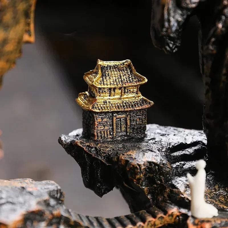 Zen Buddha Kadidelnice s zpětným tokem Design krajinného vodopádu Pryskyřice Domácí dekorace pro meditaci Jógu Kancelářský stůl Úleva od stresu Dárek