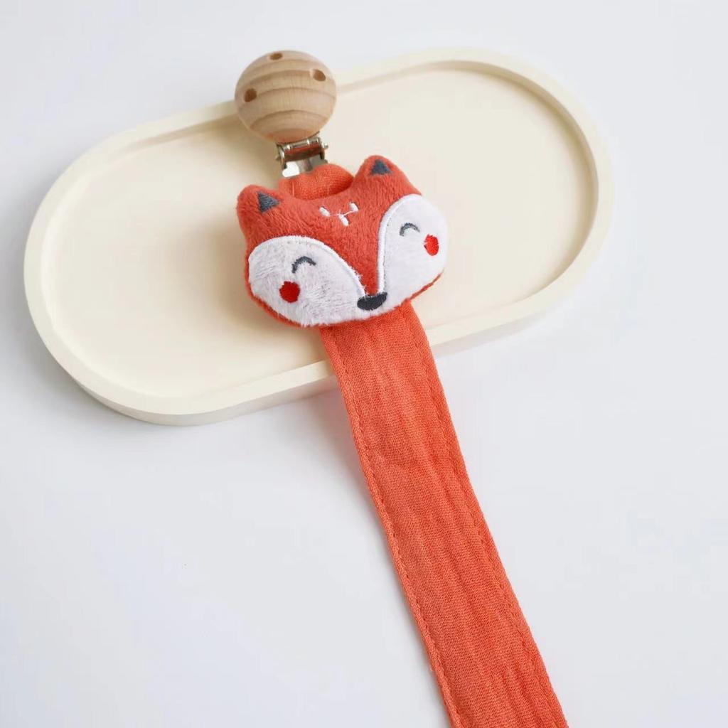 Cute Cartoon Baby Pacifier Chain Newborn Cotton Fabric Animal Pacifier Chain Nipple Soother Dummy Holder Eco-friendly Material
