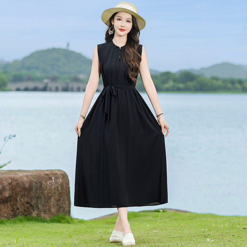 

Elegant Floral Plus Size Cotton Silk Summer Dress for Middle-Aged Women XL (90-120 jin)