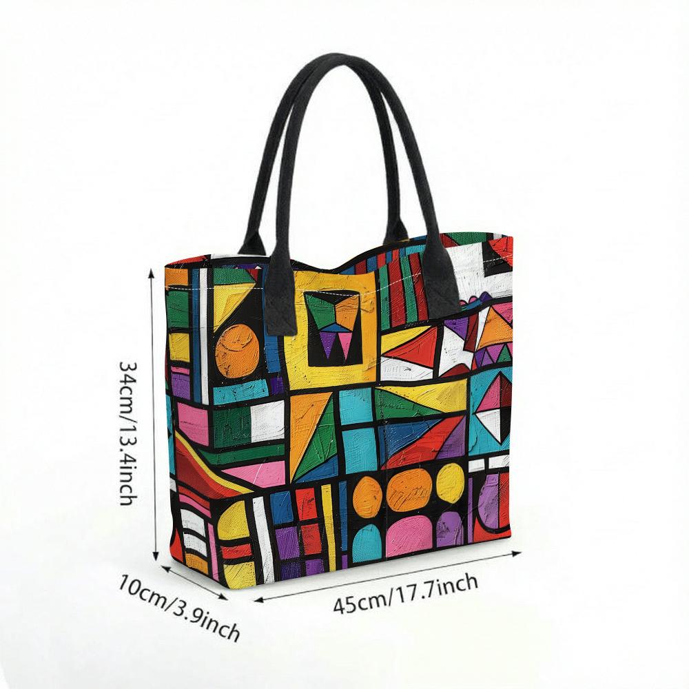 Geometric Art Tote Bag Casual Large Capacity Daily Shoulder Handbag