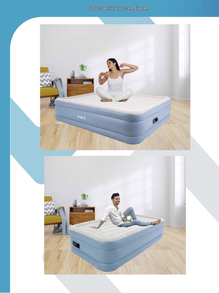 JILONG Double Inflatable Mattress with Built-in Pump and Widened Mesh Design