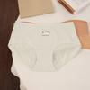 Female Spring and Autumn Pure Cotton 10A Antibacterial Extended Crotch Period Middle Waist Triangle Briefs