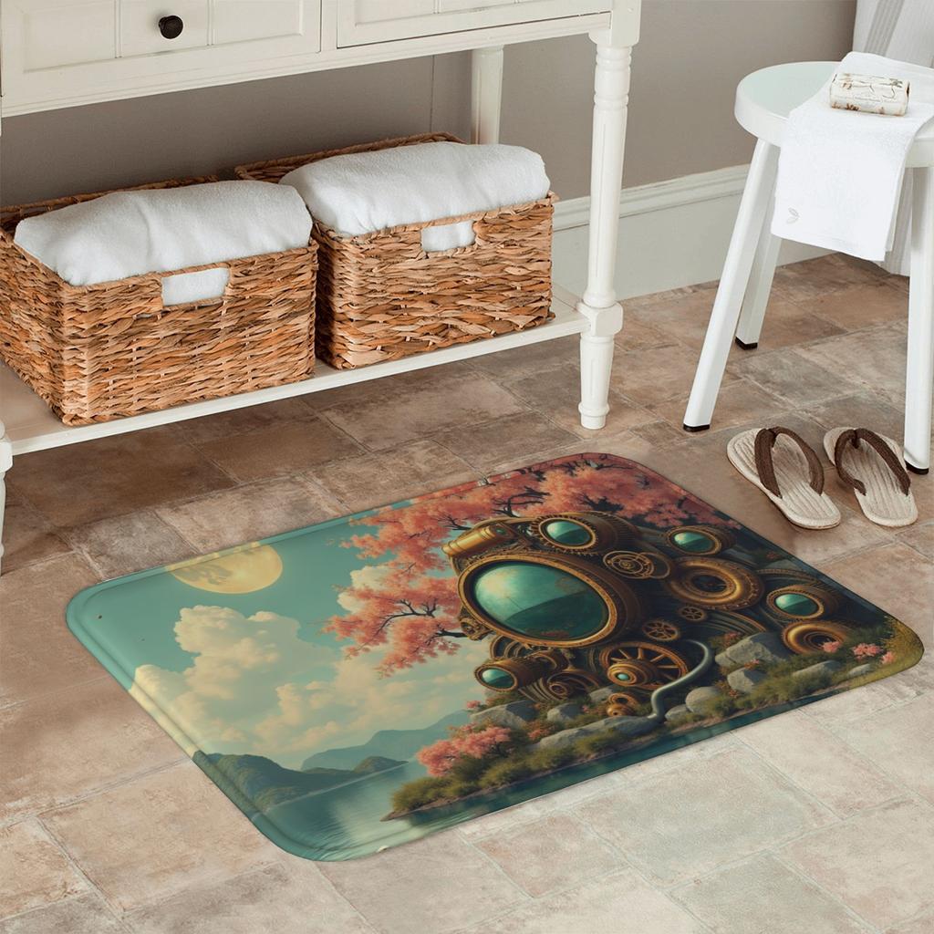 1PC Steampunk Fantasy Kitchen Rug Non-Slip Door Mat Pop Design Bathroom Rug Bath Mat Carpet for Home Sink Laundry Decor