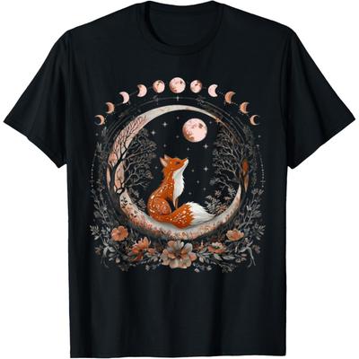 Hexenmond Cottagecore Ästhetik Blumig Fuchs Damen Mädchen T-Shirt