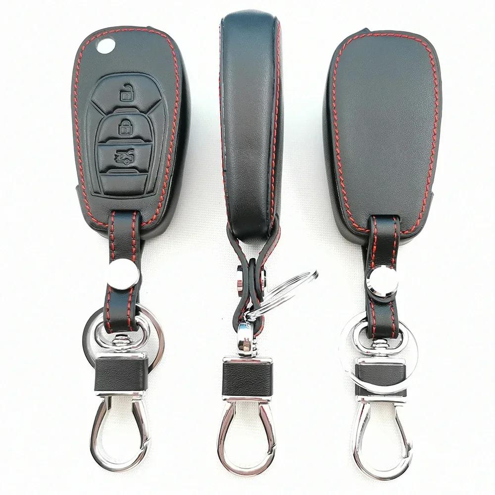 Leather Car Remote Key Case Cover Shell Keychian Fob Holder For Chevrolet Chevy Cruze Malibu Aveo Captiva Accessories