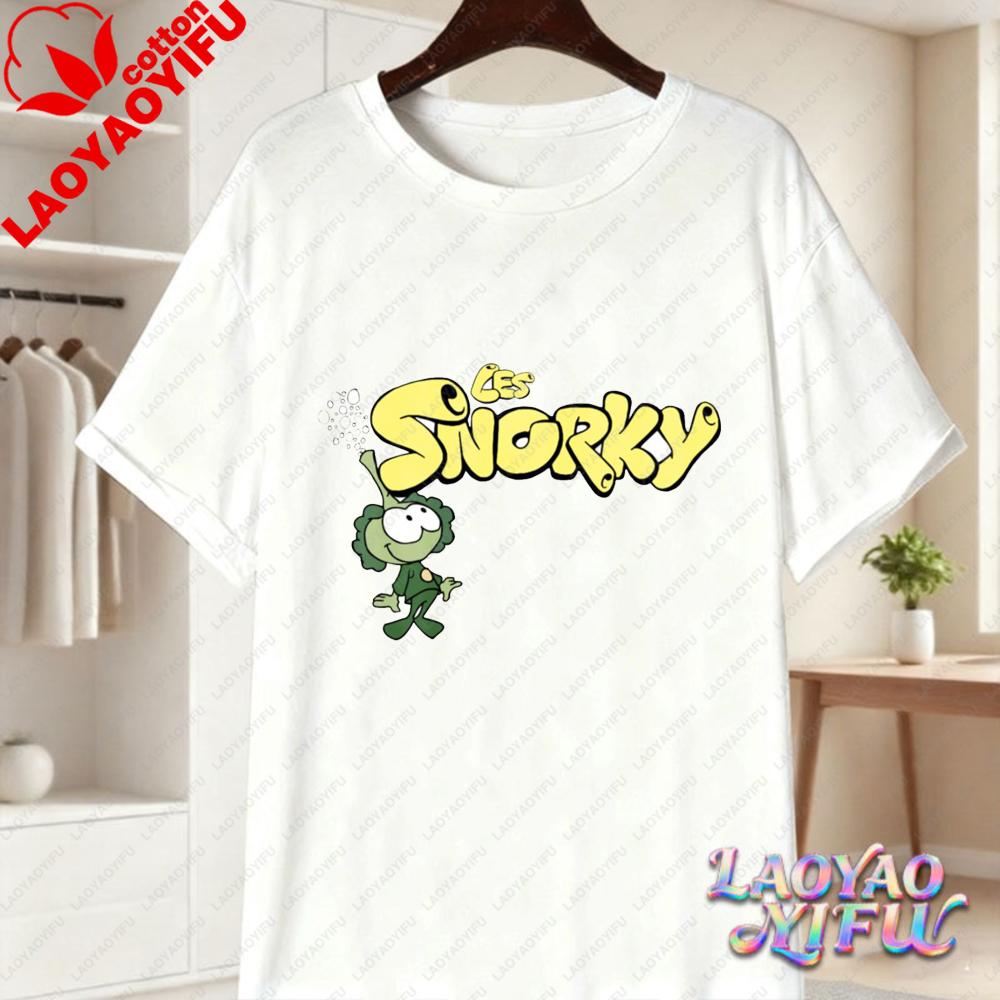Snorks Cartoon Character Print T Shirt Vintage 80s Classic Anime Graphic Tee Casual Cotton Tops for Unisex Women Summer Streetwear