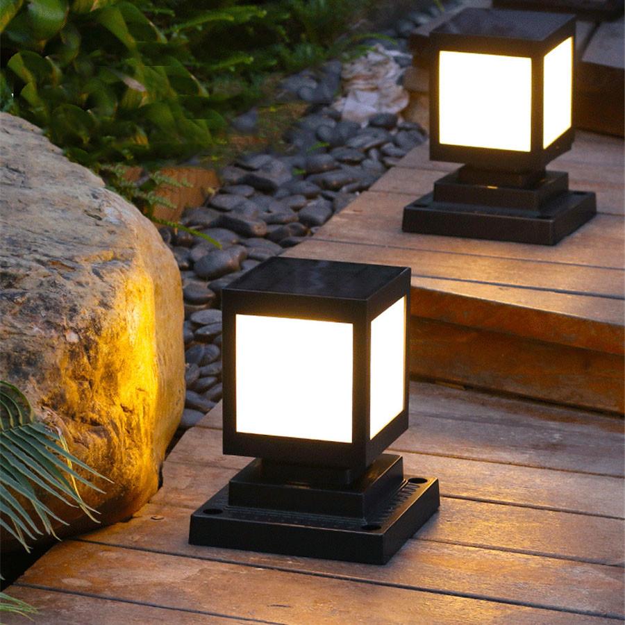 Thrisdar Outdoor Solar Street Pillar Light Outdoor Landscape Villa Fence Pillar Light Garden Porch Front Door Solar Stigma Lamp