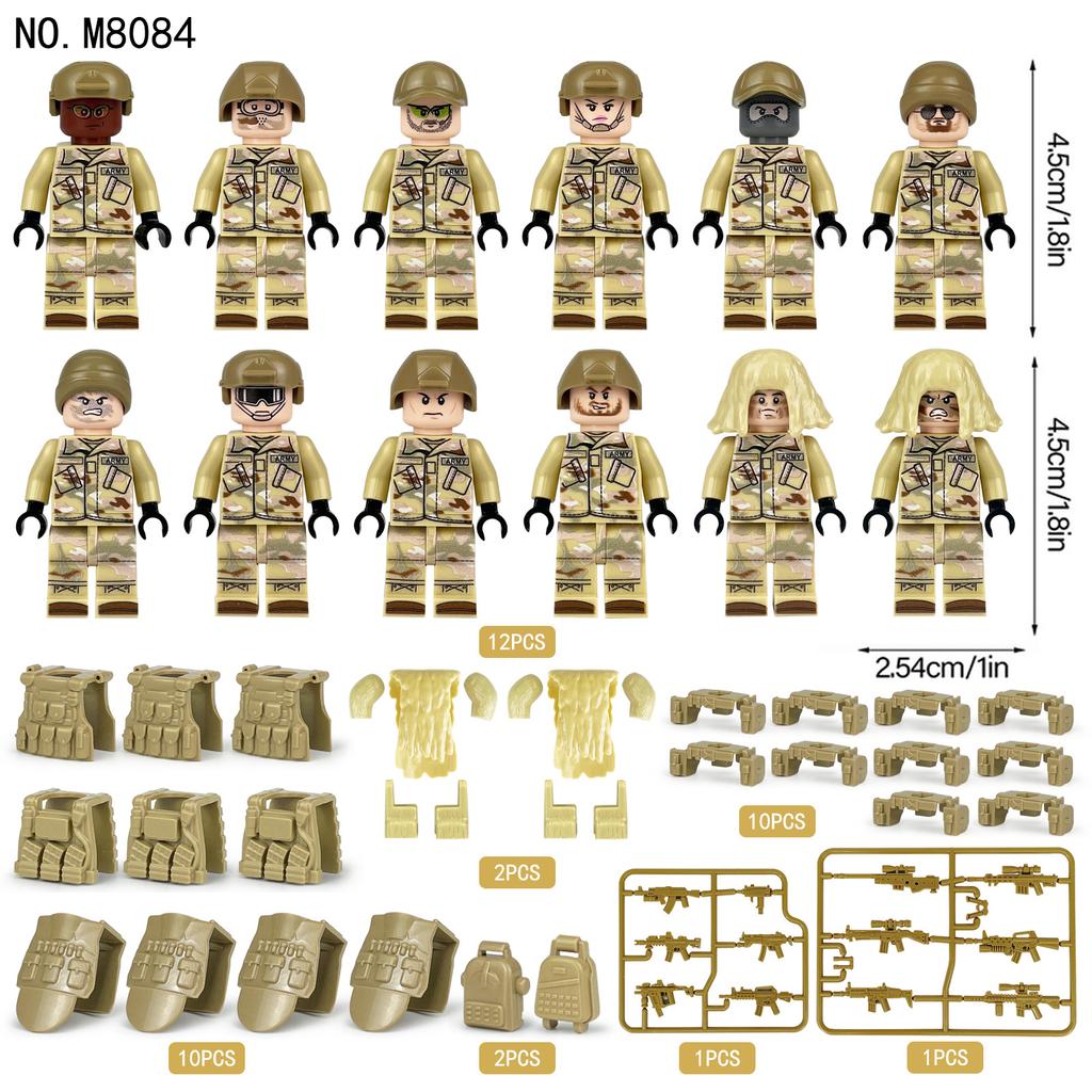 M8019 M8023 M8084 Typ Klocki Żołnierz Pustynny Kamuflaż Drużyna Specjalna Figurka Dzieci Zabawka Klocki Budowlane
