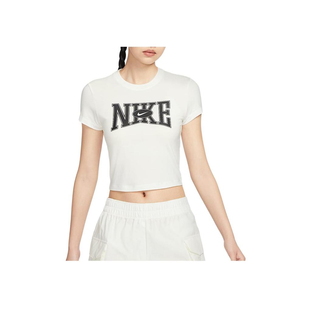 Nike As W Nsw Slim Crop Fashion Round Neck Logo Short Sleeve T-Shirt Women T-Shirt White HQ1710133