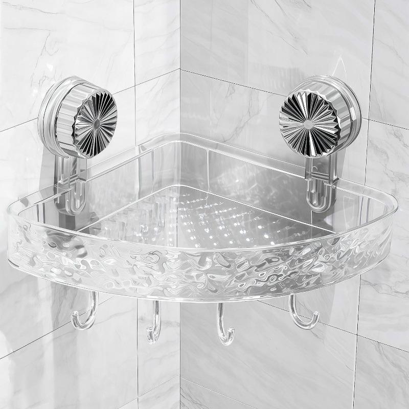 

Настенная полка для хранения с присосками «Волна», Треугольная передвижная полка для хранения, Настенное хранение в ванной комнате, Настенное без сверления Transparent color