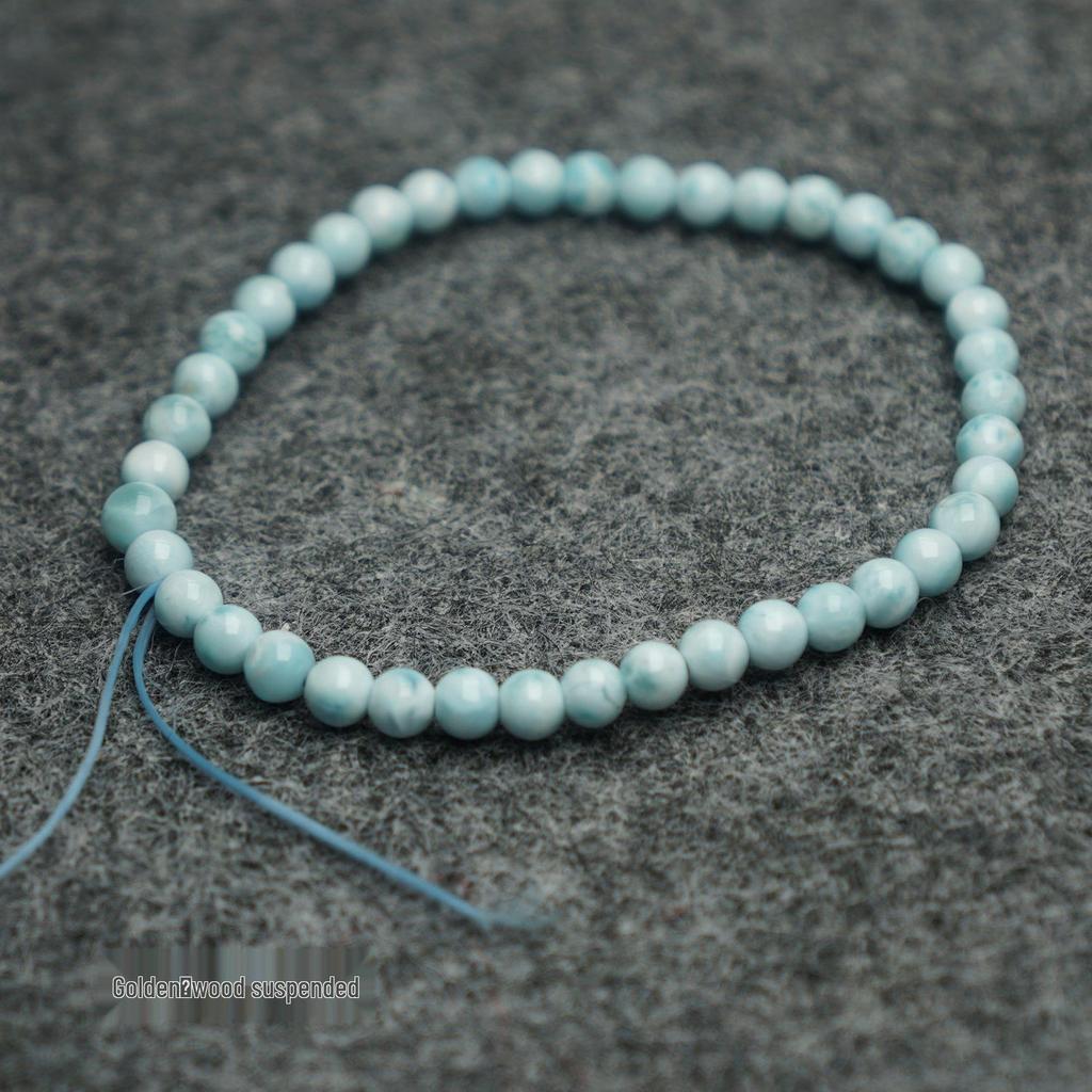 Aquamarine Turtle Shell Bead Bracelet, 4mm & 8mm, Unisex Gift.