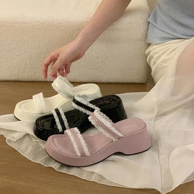 Summer Platform Wedges Heel Women Slippers Concise Dress Street Style Slides Ladies Outdoor Sandalias