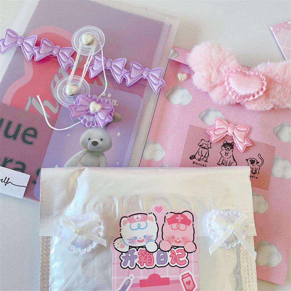 11pcs Ballet Style Bow Heart Decoration DIY Photo Card Cover Packaging Material Home Decor Sewing Supplies Handmade Accessories