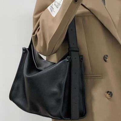 Breiter Schulterriemen Umhängetasche für Damen Lässiger Stil Einfache Weiche Leder Schultertasche Große Kapazität Pendler Tragetasche für Damen