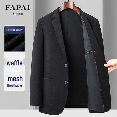 FAPAI Herren Waffelstruktur Freizeit Anzugjacke
