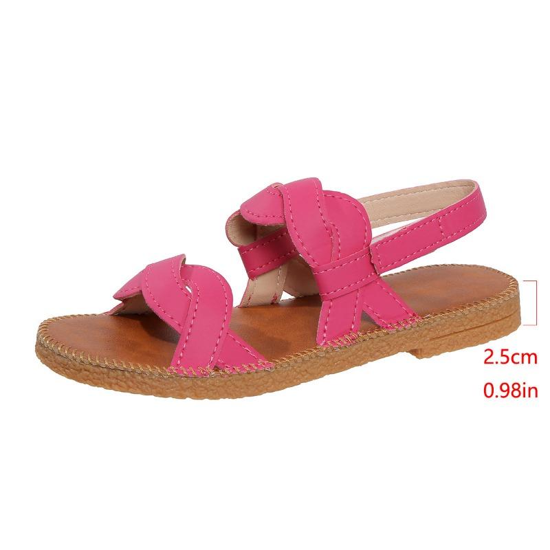 

Large size new casual flat sandals women s fashion solid color Velcro one-character shoes 36