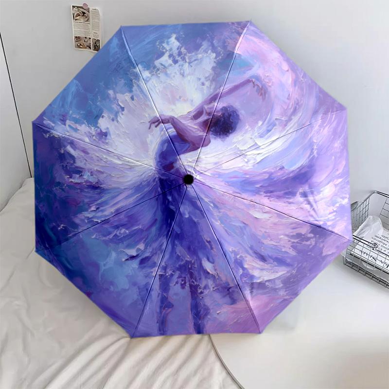 0106 Flower Maiden  pattern, automatic folding umbrella, portable and foldable design, 8 ribs, a Christmas or birthday gift.