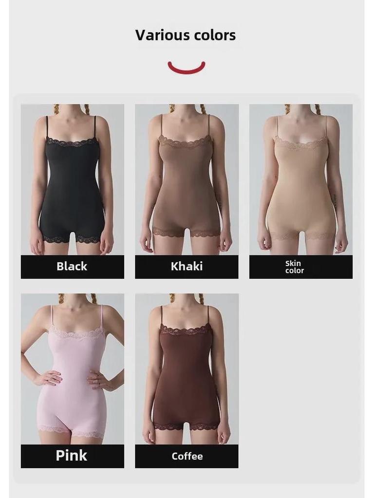 Sexy European & American Lace Slim Backless Jumpsuit with Adjustable Straps and Breathable Hip-Lifting Design