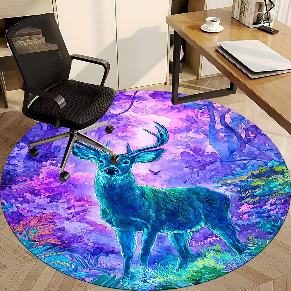 1pc Deer Forest Print Chair Carpet for Office, Soft Flannel Throw Mat, Perfect for Office,Holiday Party Decoration Choice Yy251113066