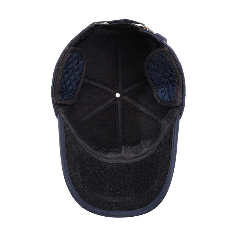 Herren Herbst Winter Warme Baumwolle Diamant Baseballkappe Ohrenschutzkappe für ältere Menschen Outdoor Kälteschutzkappe