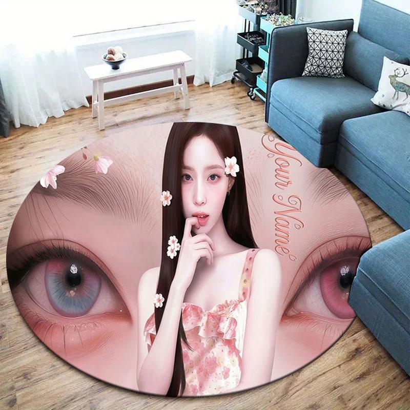 Blackpink Custom Name Round Area Rug,Carpet Rug for Living Room Bedroom Sofa Playroom Decor,Non-slip Floor Mat