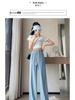 Women's Summer High Waist Ice Silk Wide-Leg Pants - 2025 New, Lightweight, Floor-Length, Loose, Slimming, Casual Straight Leg Design.