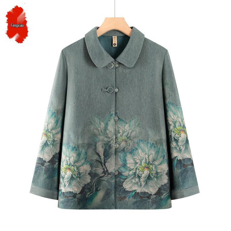 

Блузка з квітковим принтом у новому китайському стилі для жінок середнього віку 2XL