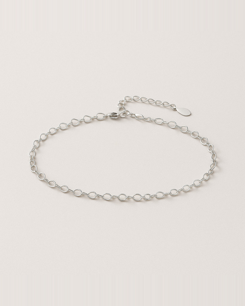 BAMOER Srebro Próby 925 Pozłacana Bransoletka na Kostkę z Sercem Minimalistyczna Do Noszenia na Co Dzień Białe Złoto dla Kobiet Biżuteria Fine