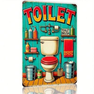 Vintage Metal Poster Wall Decor Cleaning Supplies Sign for Toilet