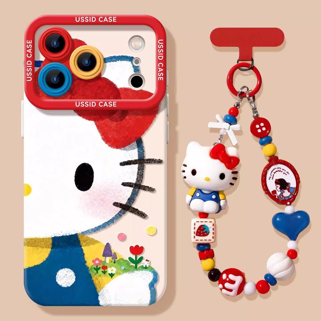 Cute Cat Mobile Phone Case for iPhone17promax Spring 16 Apple 15 Lanyard 14 Silicone 13 Sets