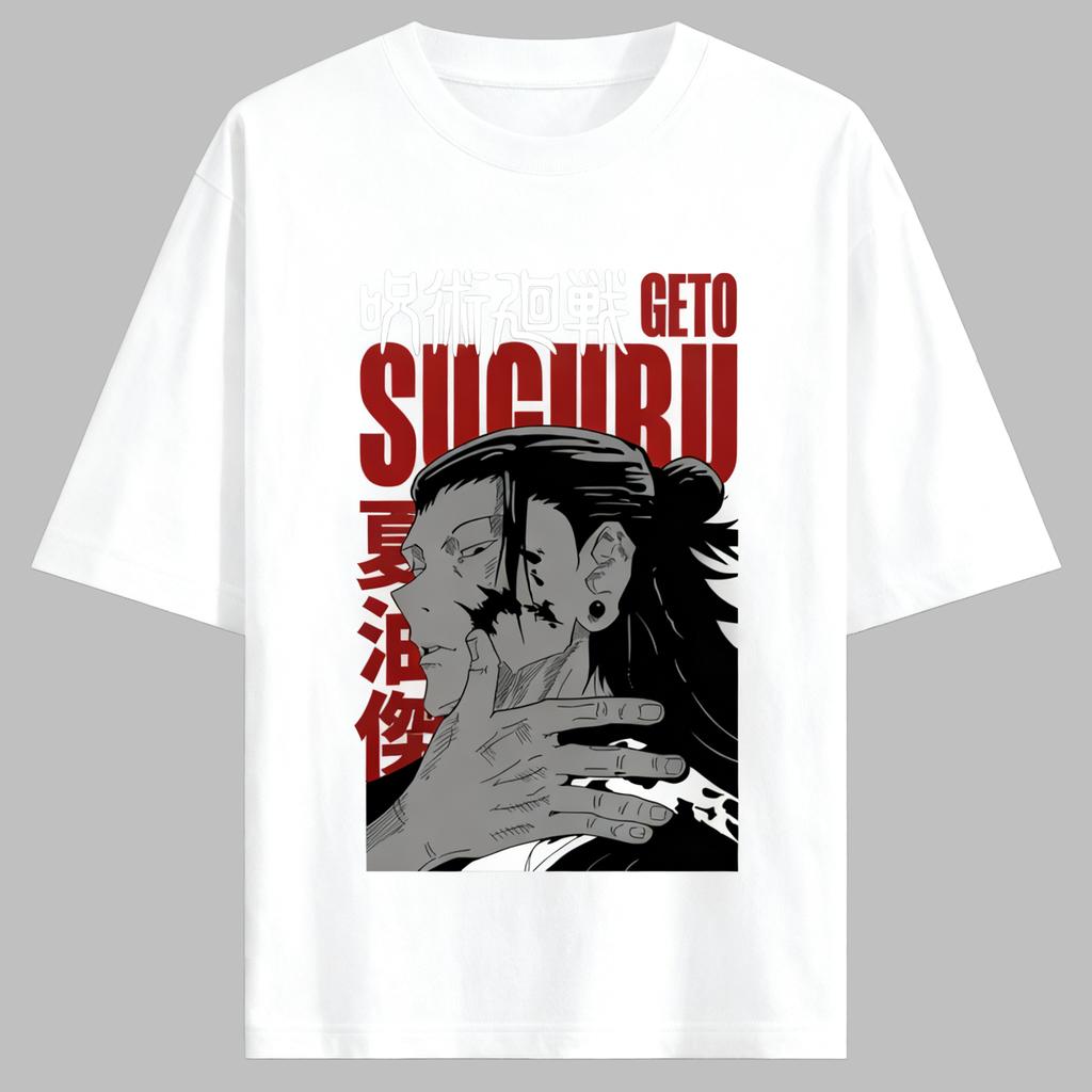 Jujutsu Kaisen Anime Geto Suguru Printing Cotton Tshirt Men and Women Harajuku Fashion Loose Summer Anime Peripheral Clothing