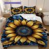 Sunflower Pattern Bedding Quilt Set Quilt Cover Pillowcase Home Decoration Birthday Gift (1 * Duvet Cover + 2 * Pillowcase, Without Core)