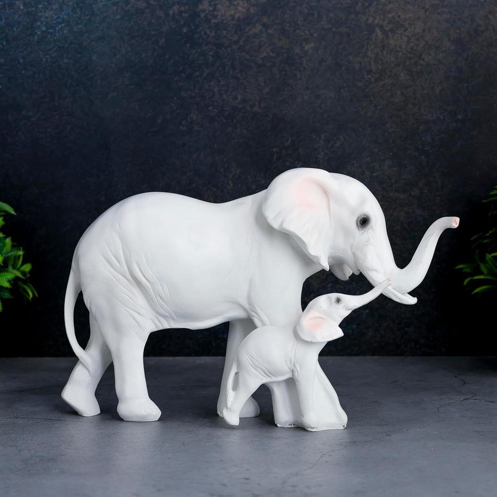 Elefantenstatue für Glücksbringer Zierstück Heimdekorationsartikel für Wohnzimmer und Geschenke (Weiß)