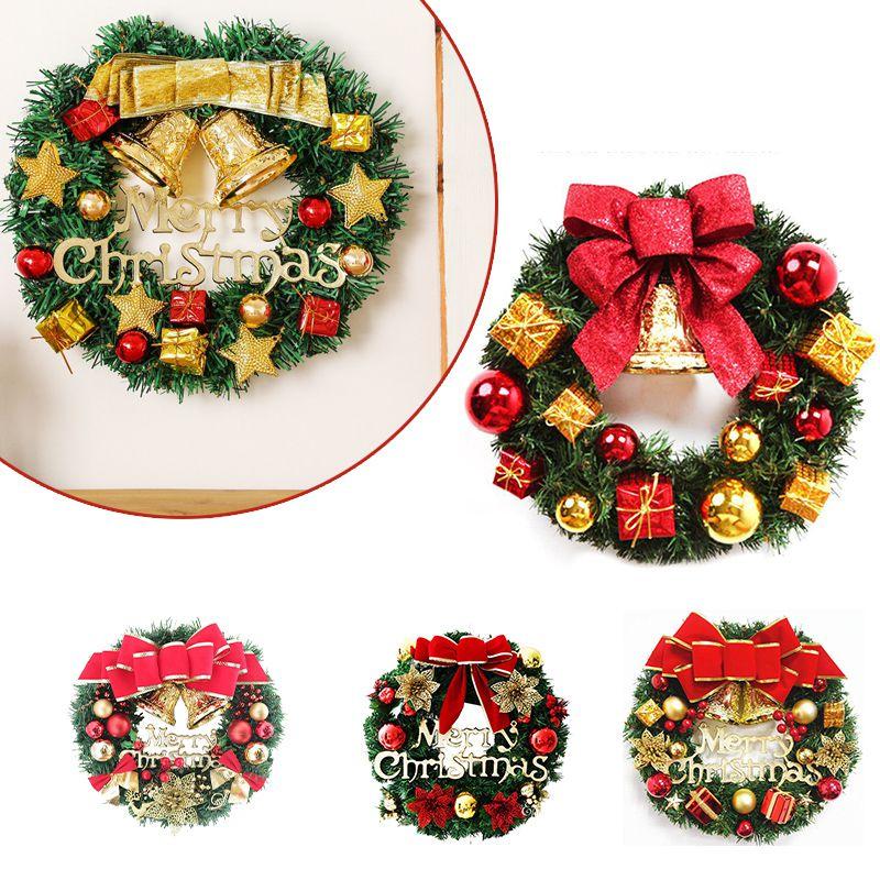 Wreath Christmas Merry Garland Xmas Front Door Wall Decoration Ornament Bell