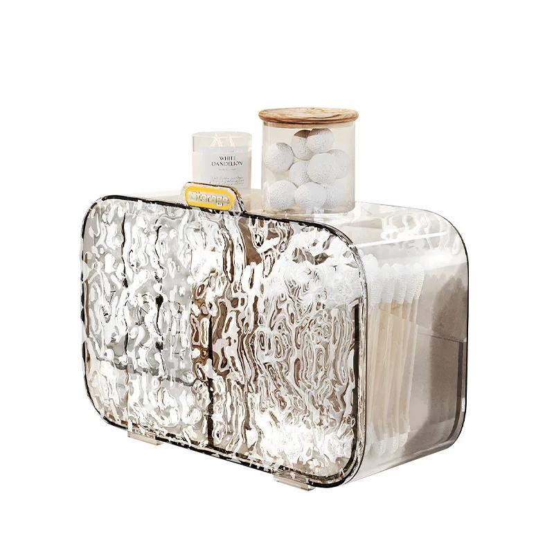 Multi-functional Makeup Organizer with Glacier Patterns: Perfect for Bathroom Storage Without Drilling Holes Cotton Storage Box