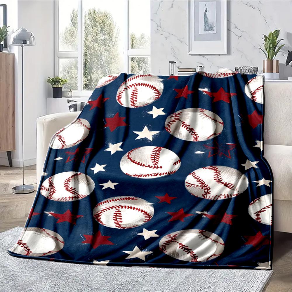 Baseball Theme Printed Blanket - Perfect for Couch, Bed, Travel & Outdoor Use | Machine Washable, Cozy & Durable.