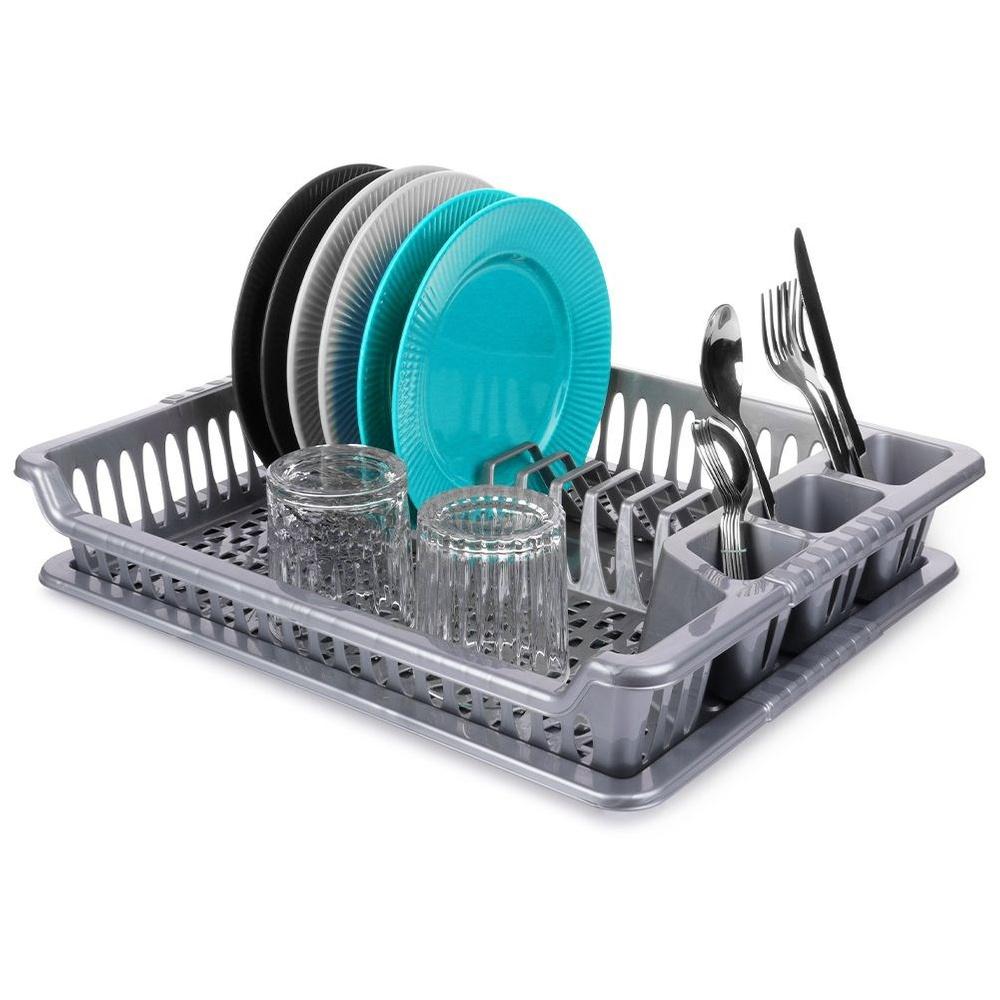 Gray dish drying rack 46x37x8.5 cm