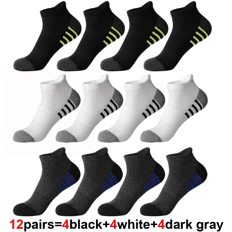 12 Paar Herren Plus Size Sportsocken EU39-46 Atmungsaktiv Bequem Schwarz Weiß Freizeit Outdoor Kurze Socken für Herren