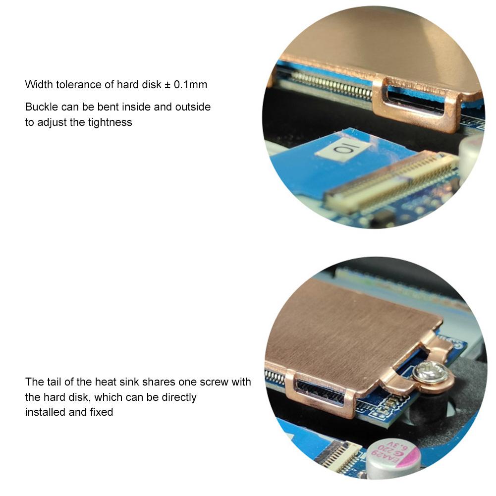 Copper SSD Radiator Heat Sink with Thermal Silicone Pad Metal Solid State Hard Disk Cooler Replacement Parts Laptop Accessories