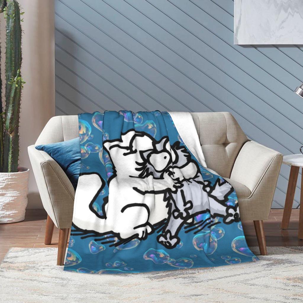 Simons Cartoon Cat Print Blanket For Men Women Warm Cozy Fluffy  Throw Blankets for Living Room 50x60 Inches Multiple Sizes
