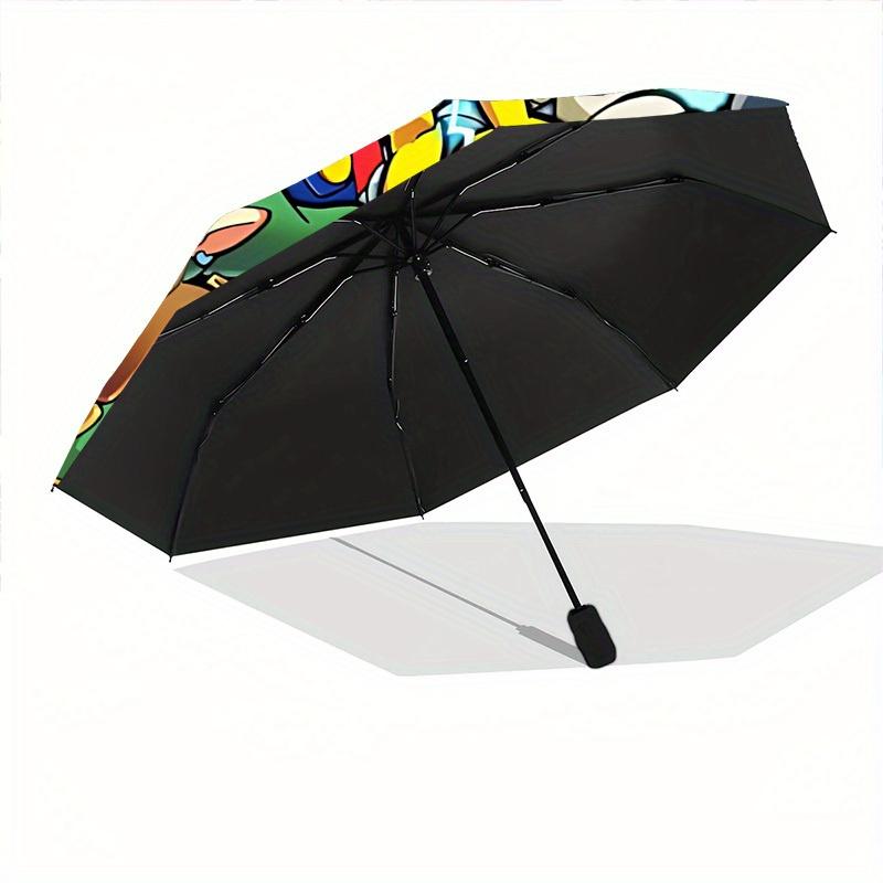 Mario Gaming Characters Automatic Folding Umbrella - Lightweight, Retractable Design with 8-Rib Durability, Perfect for Outdoor Adventures,