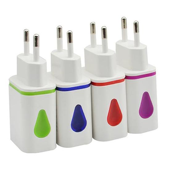 Dual USB Ports 5V 2.1A US/EU LED Light Plug Wall Home Travel Charger