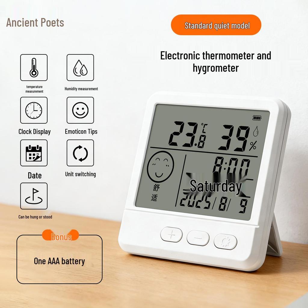 High-Precision Indoor Temperature & Humidity Meter with Magnetic Mount and Large-Display