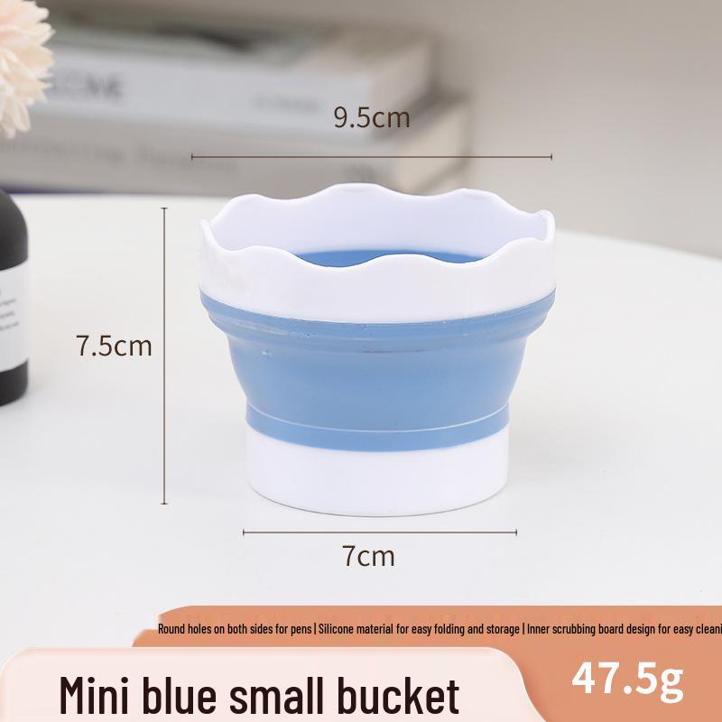 Foldable Plastic Water Bucket & Cleaning Brush Set for Art Supplies