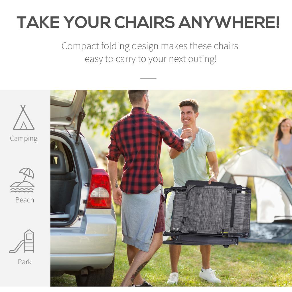 Foldable Reclining Garden Chair with Headrest, Zero Gravity Deck Sun Lounger Seat Chair with Footrest, Armrest, Cup Holder & Canopy Shade, Grey